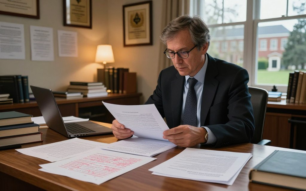Professor comparing a student's earlier writing with a new paper
